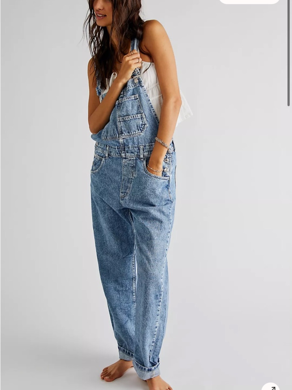 We The Free Light Blue Denim Overalls